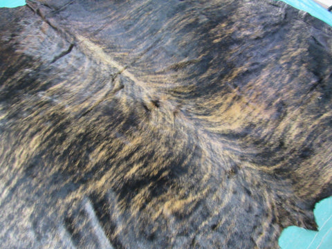 Huge Dark Brindle Cowhide Rug Size: 8 1/4x7 feet O-1053