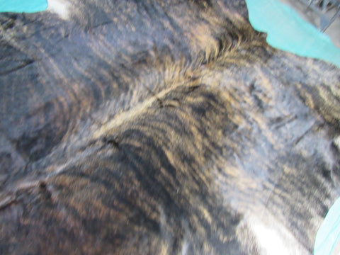 Huge Dark Brindle Cowhide Rug Size: 8 1/4x7 feet O-1053