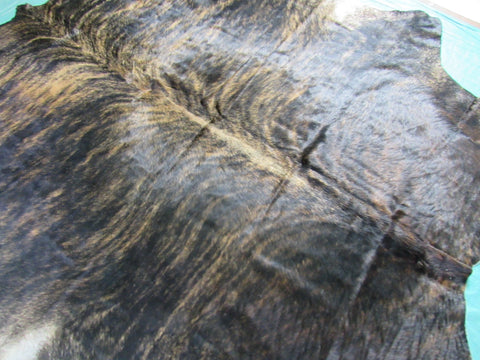 Huge Dark Brindle Cowhide Rug Size: 8 1/4x7 feet O-1053