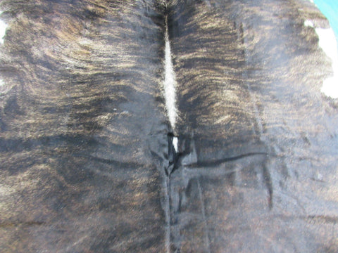 Dark Brindle Cowhide Rug with Awesome Dorsal Line & White Belly Size: 8 1/4x7 feet O-1055