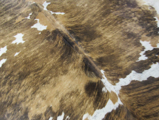 Magnifique tapis brésilien en peau de vache tricolore (#38) - One Patch Taille : 7 3/4x6 1/2 pieds O-1066