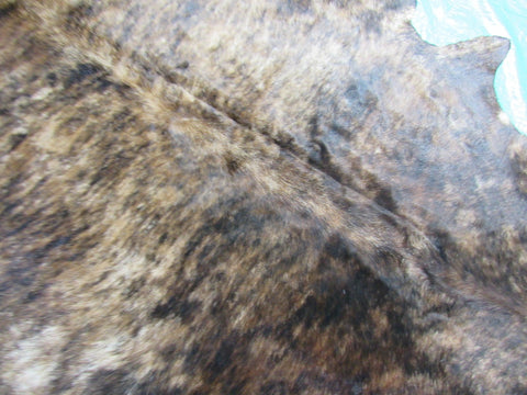 Dark Brown Brindle Cowhide Rug - Size: 7x6.5 feet O-1072