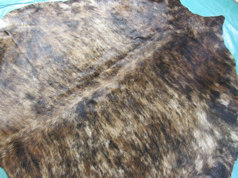 Dark Brown Brindle Cowhide Rug - Size: 7x6.5 feet O-1072