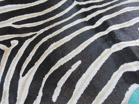 Genuine Zebra Cowhide Rug (inner stripes are light brown/yellowish) Size: 7x5.5 feet M-1170