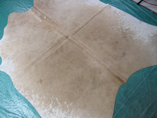 Tapis en peau de vache Palomino (ventre moucheté) - Taille : 6,2 x 6,2 pieds M-1171