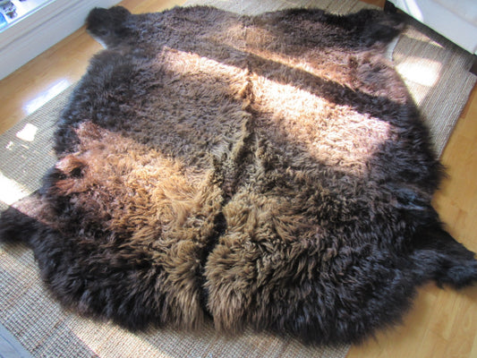 Genuine Bison Hide Rug Size: Approx. 85 X 85" Natural Tanned Bison Fur Skin Rug
