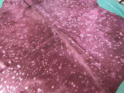 Dyed Purple Pink Metallic Acid Washed Cowhide Rug - Size: 6'x 6.5' K-243A