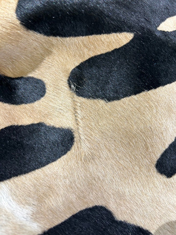 Jaguar Cowhide Rug (darker brown/ 1 small stich/ white belly) Size: 7.2x6.2 feet O-388