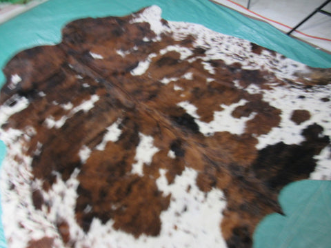 Tricolor Cowhide Rug (white parts are speckled) Size: 7x6.5 feet K-245A