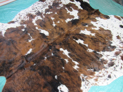 Tricolor Cowhide Rug (white parts are speckled) Size: 7x6.5 feet K-245A