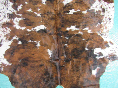 Tricolor Cowhide Rug (white parts are speckled) Size: 7x6.5 feet K-245A