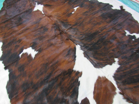 Tricolor Cowhide Rug (very well balanced) Size: 7 3/4x7 feet K-248A