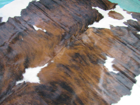 Tricolor Cowhide Rug (very well balanced) Size: 7 3/4x7 feet K-248A