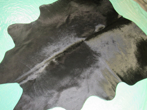 Dyed Black Cowhide Rug Size: 6x5.7 feet M-1177