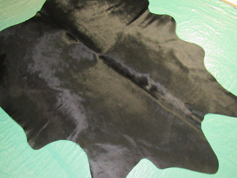 Dyed Black Cowhide Rug Size: 6x5.7 feet M-1177