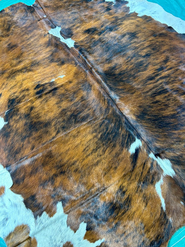 Tricolor Cowhide Rug Size: 7.2x7 feet M-1373