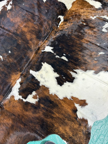 Big Tricolor Cowhide Rug Size: 8x7 feet M-1374