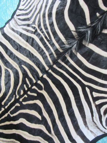 Felted Zebra Skin # 112 (Awesome quality, tail is 38", super nice quality and big wide neck) Size: 8.2x7 feet