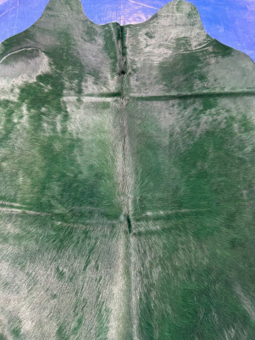 Dyed Emerald Green Cowhide Rug - Size: 7.2x7.5 feet M-1609