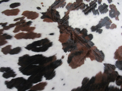 Tricolor Cowhide Rug (lots of white and even spots) Size: 7x7.2 feet M-1193