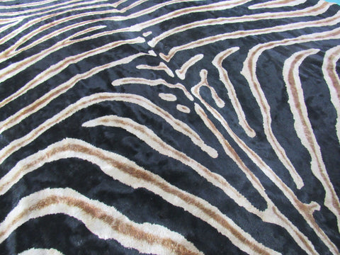 Genuine Zebra Print Cowhide Rug Size: 7' X 6' Black Stripes, Dark Brown Inner Stripes Zebra Print Cowhide Rug B-076