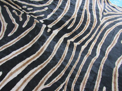 Genuine Zebra Print Cowhide Rug Size: 7' X 6' Black Stripes, Dark Brown Inner Stripes Zebra Print Cowhide Rug B-076