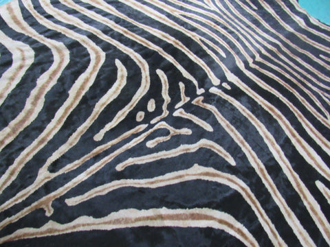 Genuine Zebra Print Cowhide Rug Size: 7' X 6' Black Stripes, Dark Brown Inner Stripes Zebra Print Cowhide Rug B-076