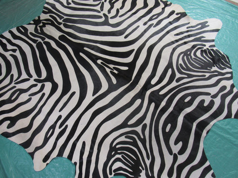 Upholstery Zebra Print Cowhide Rug Size: 7x6.7 feet C-1637