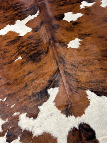Tricolor Cowhide Rug (mainly dark brown tones) Size: 7.2x7 feet M-1613