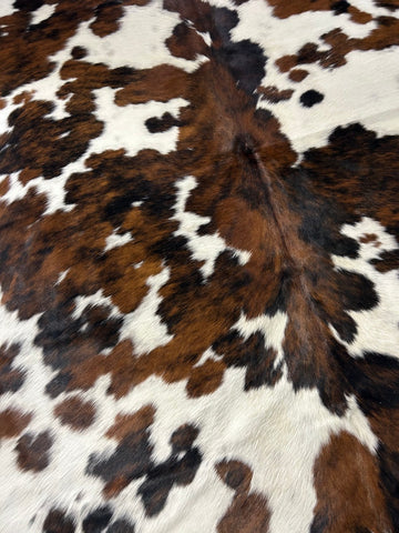 Tricolor Cowhide Rug (quite speckled/ gorgeous) Size: 7.7x7 feet M-1614