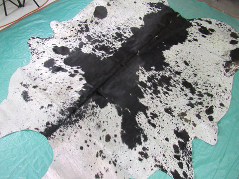 Black & White Speckled Cowhide Rug Size: 8x6.5 feet O-740