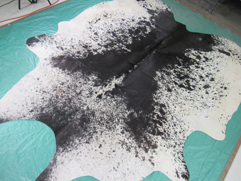 Black & White Speckled Cowhide Rug Size: 8x7.5 feet O-741