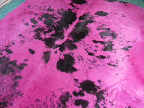 Salt & Pepper Dyed Pink Cowhide Rug Size: 7.5x8 feet C-1643