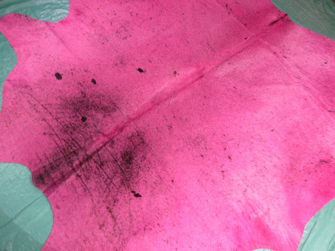 Salt & Pepper Dyed Pink Cowhide Rug - Size: 7' x 6.5' C-1644