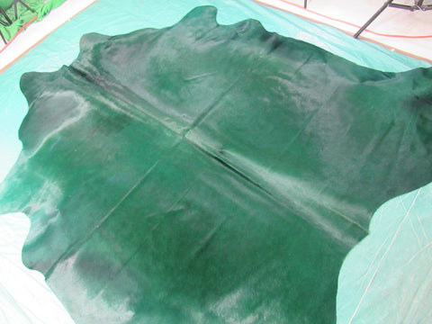 Dyed Emerald Green Cowhide Rug Size: 7x7 feet C-1646