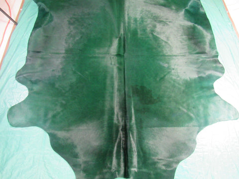 Dyed Emerald Green Cowhide Rug Size: 7x7 feet C-1646