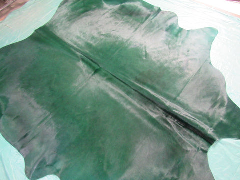 Dyed Emerald Green Cowhide Rug Size: 7x7 feet C-1646