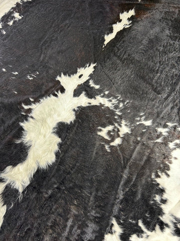 Black & White Hereford Cowhide Rug (longish hair) Size: 8.2x7.2 feet C-1680