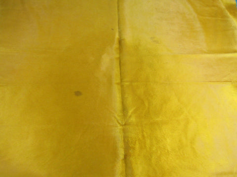 Dyed Yellow Cowhide Rug - Size: 6.7x7 feet B-293