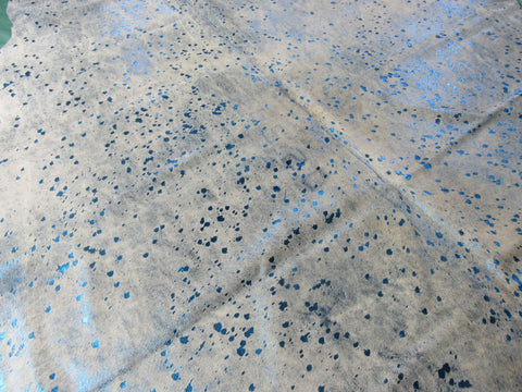 Blue Metallic Cowhide Rug (fire brand of numbers) Size: 8x7.2 feet B-296