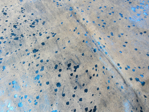 Blue Metallic Cowhide Rug (fire brand of numbers) Size: 8x7.2 feet B-296