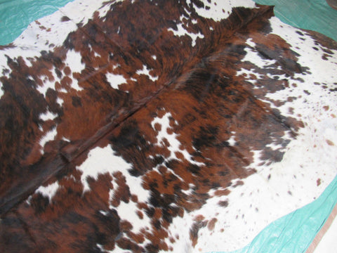 Tricolor Cowhide Rug Size: 7.7x6.7 feet M-1197