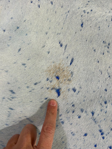 Blue Acid Washed Cowhide Rug Size: 8.2x7.2 feet M-1382