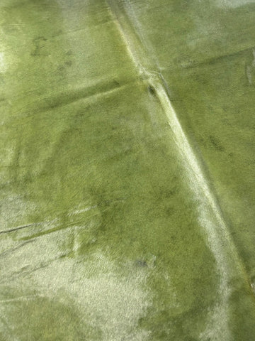 Dyed Green Cowhide Rug Size: 7x6.5 feet M-1623