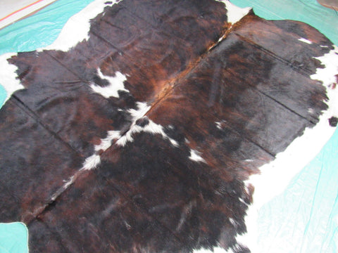 Dark Tricolor Cowhide Rug Size: 7.2x7 feet M-1208