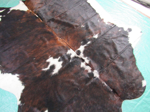 Dark Tricolor Cowhide Rug Size: 7.2x7 feet M-1208