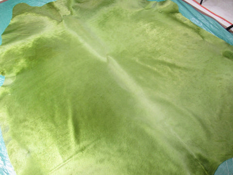 Dyed Lime Green Cowhide Rug - Size: 7.7x7 feet C-1651