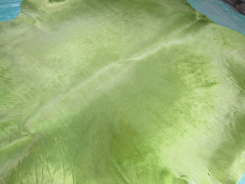 Dyed Lime Green Cowhide Rug - Size: 7.7x7 feet C-1651