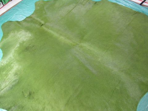 Dyed Green Cowhide Rug - Size: 7.2x7.5 feet C-1657