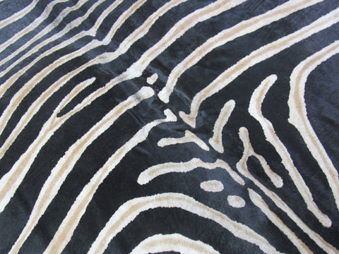 Genuine Zebra Cowhide Rug (center is a bit grey) Size: 7x6.5 feet B-094